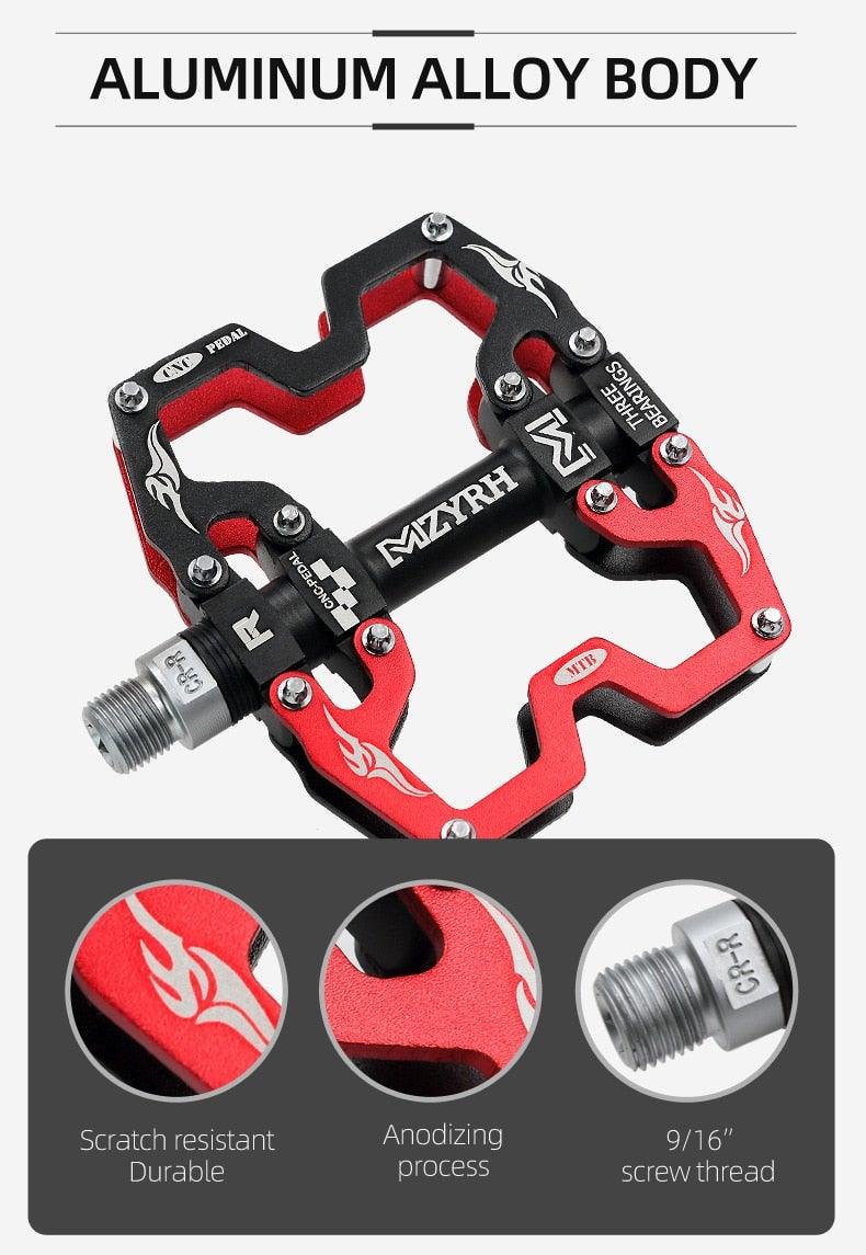 Mountain Bicycle Pedals Cycling Ultralight Aluminum Alloy 3 Bearings Pedals Bike Pedals Flat Bike Pedal Ultra-Light Aluminum Alloy Sealed Bearing With Cleats Pedal Suitable For Mountain Bike Bicycle