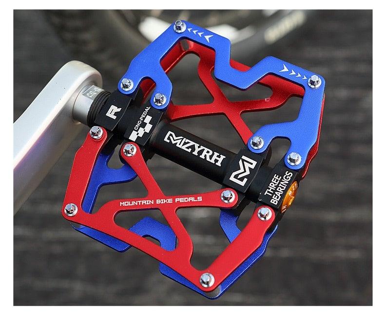 Mountain Bicycle Pedals Cycling Ultralight Aluminum Alloy 3 Bearings Pedals Bike Pedals Flat Bike Pedal Ultra-Light Aluminum Alloy Sealed Bearing With Cleats Pedal Suitable For Mountain Bike Bicycle