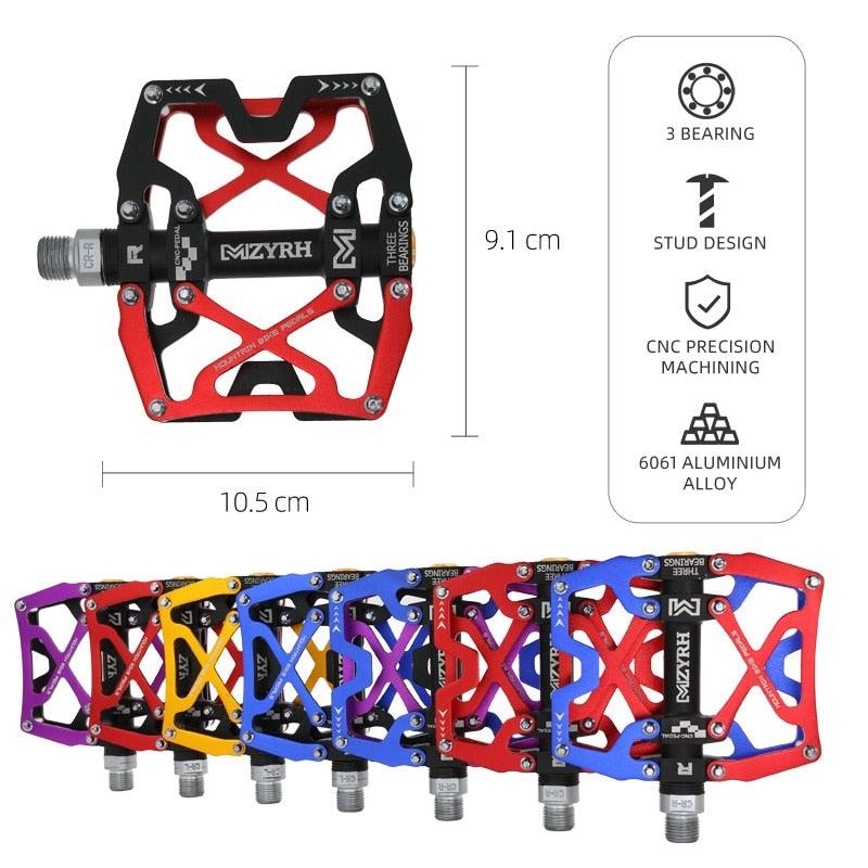 Mountain Bicycle Pedals Cycling Ultralight Aluminum Alloy 3 Bearings Pedals Bike Pedals Flat Bike Pedal Ultra-Light Aluminum Alloy Sealed Bearing With Cleats Pedal Suitable For Mountain Bike Bicycle