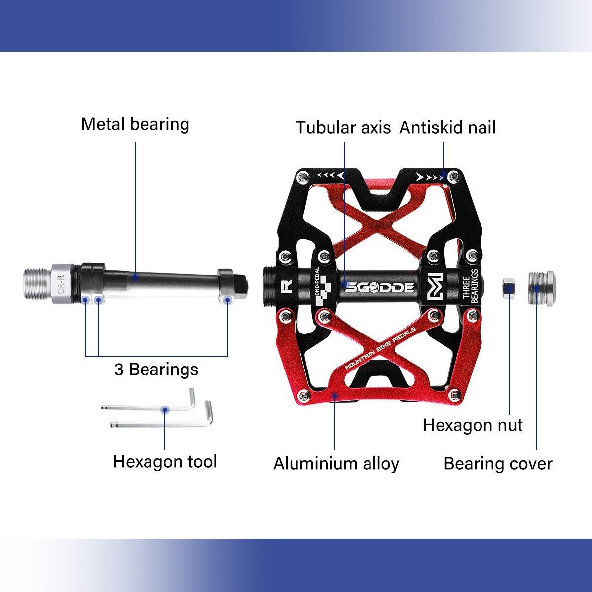 Mountain Bike 1 Pair Pedals Aluminum Alloy Cycling Bicycle Ultralight Wide Platform Anti-slip Pedal Bike Pedals Metal Bicycle Pedals Sealed Bearing Aluminum Alloy Mountain Bike Pedals Flat