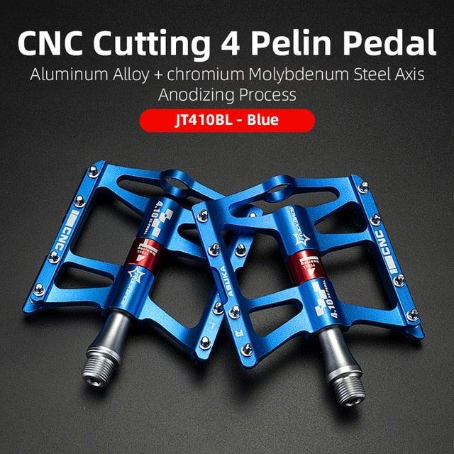 Mountain Bike Bicycle Pedals Cycling Ultralight Aluminum Alloy 4 Bearings Pedals Bike Pedals Flat Advanced 4 Bearings Mountain Bike Pedals Platform Bicycle Flat Alloy Pedals