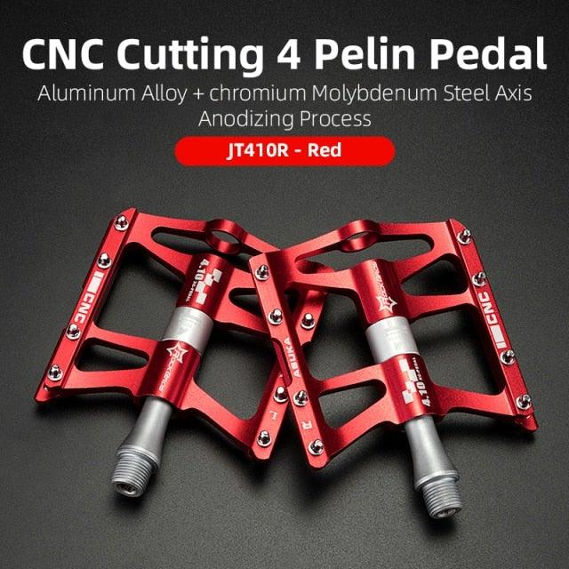 Mountain Bike Bicycle Pedals Cycling Ultralight Aluminum Alloy 4 Bearings Pedals Bike Pedals Flat Advanced 4 Bearings Mountain Bike Pedals Platform Bicycle Flat Alloy Pedals