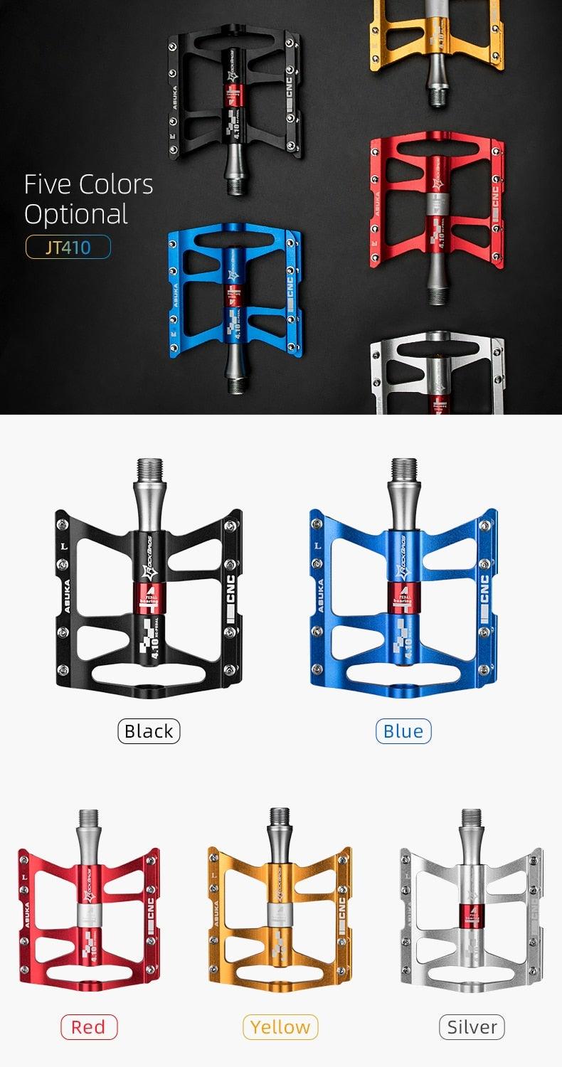 Mountain Bike Bicycle Pedals Cycling Ultralight Aluminum Alloy 4 Bearings Pedals Bike Pedals Flat Advanced 4 Bearings Mountain Bike Pedals Platform Bicycle Flat Alloy Pedals