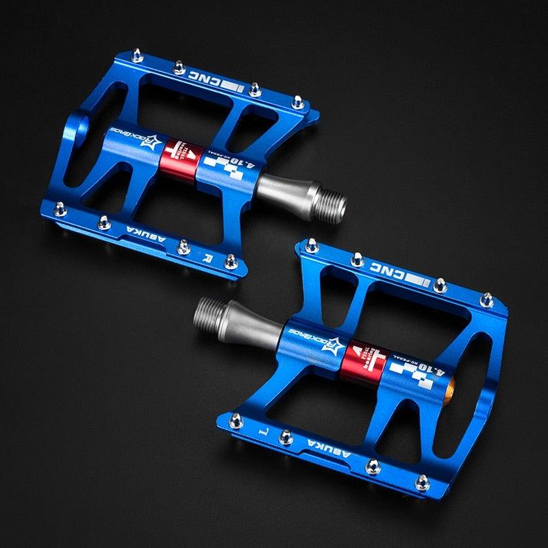 Mountain Bike Bicycle Pedals Cycling Ultralight Aluminum Alloy 4 Bearings Pedals Bike Pedals Flat Advanced 4 Bearings Mountain Bike Pedals Platform Bicycle Flat Alloy Pedals