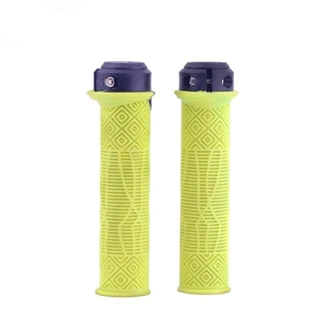 Mountain Bike Handlebar Handle Pro Lock Handle Aluminum Alloy Silicone Handlebar Grips Double Lock-on Bicycle Handle Bar Grips Ergonomic Non-Slip Silicone Hand Grip For Scooter Mountain