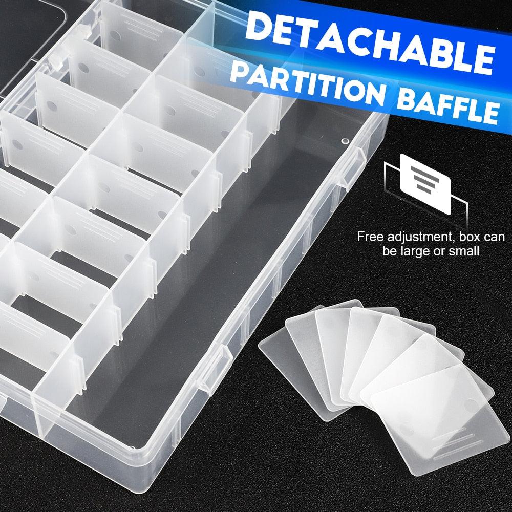 Multi Grids Plastic Box Adjustable Compartment Jewelry Organizer Box Eco-Friendly PP Transparent Jewelry Box Simple Design Plastic Portable Compartments Jewelry Organiser For Women