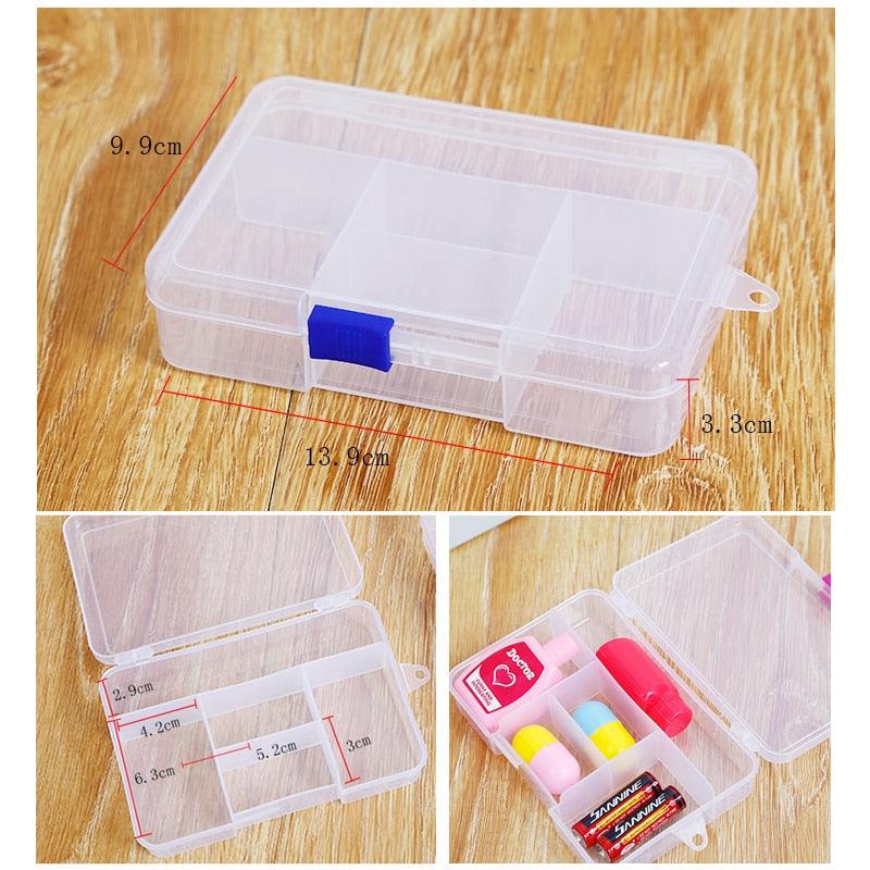 Multi Grids Plastic Box Adjustable Compartment Jewelry Organizer Box Eco-Friendly PP Transparent Jewelry Box Simple Design Plastic Portable Compartments Jewelry Organiser For Women