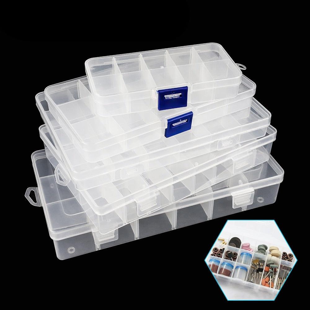 Multi Grids Plastic Box Adjustable Compartment Jewelry Organizer Box Eco-Friendly PP Transparent Jewelry Box Simple Design Plastic Portable Compartments Jewelry Organiser For Women