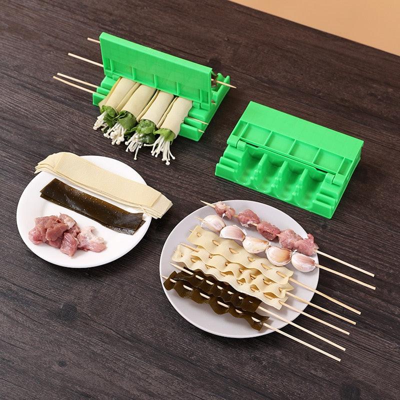 Multifunctional Barbecue String Skewers Kebab Food Meat String Device Skewer for Pork Maker BBQ Tools Accessories BBQ Meat Skewer Multifunction Tool Quick Barbecue Kebab Meat String Device Machine Maker