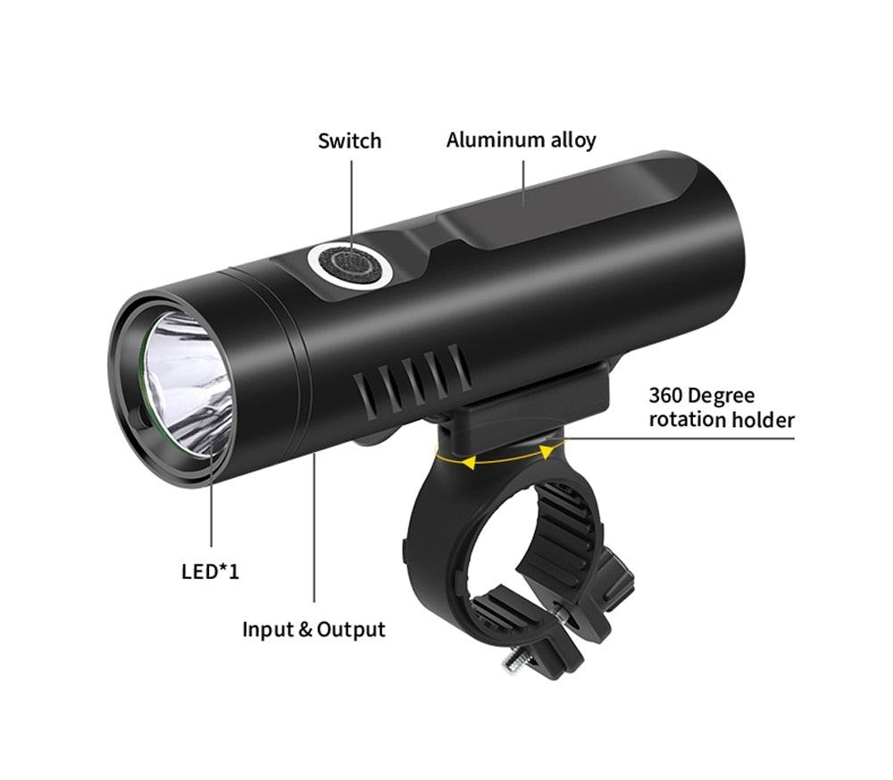 Multifunctional Bike Light Headlight Holder Powerful Flashlight USB Charging LED Bicycle Front Light 5 Light Modes Powerful Waterproof Bicycle Light Easy To Mount Fits All Bicycles 1800 Lumens