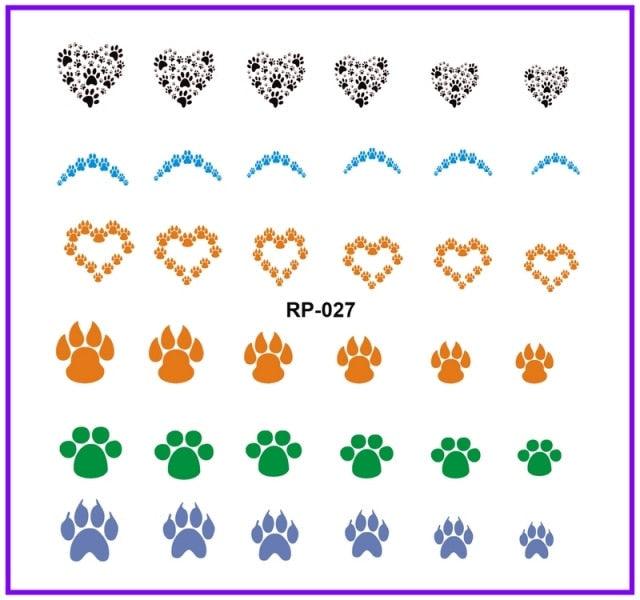 Nail Art Beauty Water Decal Slider Nail Stickers Animal Pet Claw Paw Foot Print Sweet Heart Black Cat Decorations Slider Nail Art Stickers Decals Nail Art Supplies Valentines Day 3D Self-Adhesive Nail Decorations Manicuring Nail Art Manicure Lips Nail