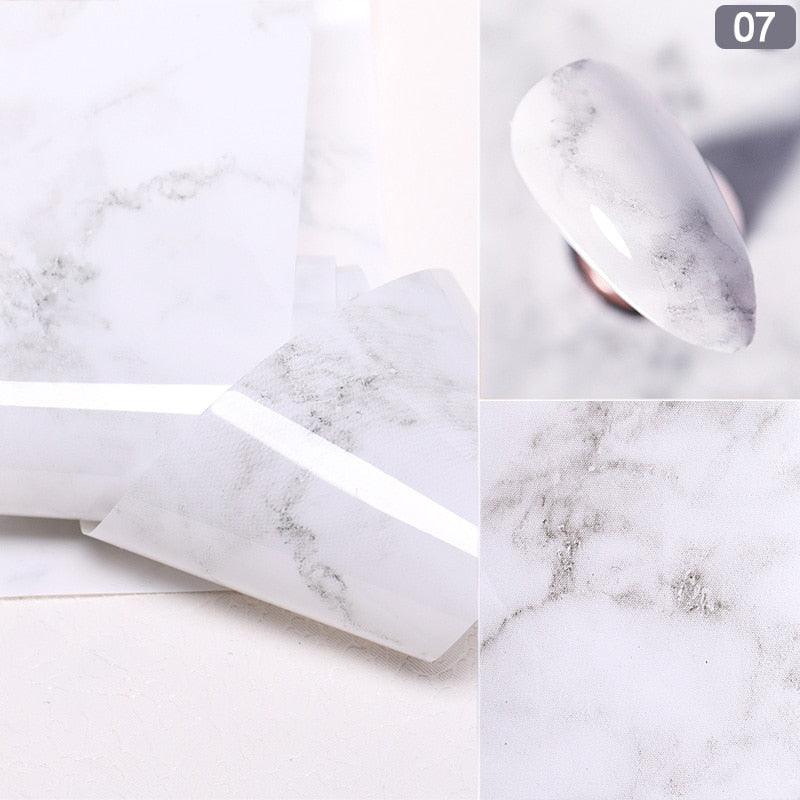 Nail Foils Marble Series Nail Art Transfer Sticker Paper Gold Line Foils Bright Marble Design Decoration Marble Nail Art Stickers Water Transfer Nail Decals Full Wraps Gradient Acrylic Nail Kits for Women Manicure Decoration Accessories