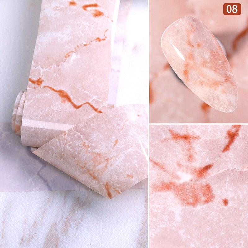 Nail Foils Marble Series Nail Art Transfer Sticker Paper Gold Line Foils Bright Marble Design Decoration Marble Nail Art Stickers Water Transfer Nail Decals Full Wraps Gradient Acrylic Nail Kits for Women Manicure Decoration Accessories