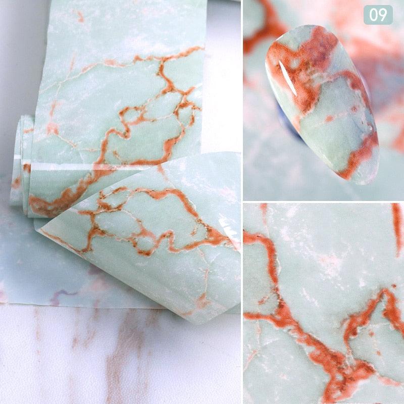 Nail Foils Marble Series Nail Art Transfer Sticker Paper Gold Line Foils Bright Marble Design Decoration Marble Nail Art Stickers Water Transfer Nail Decals Full Wraps Gradient Acrylic Nail Kits for Women Manicure Decoration Accessories