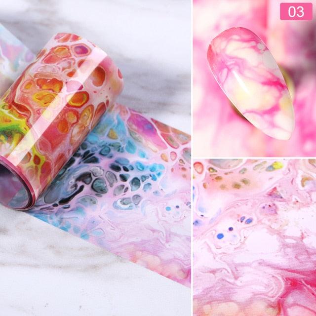 Nail Foils Marble Series Nail Art Transfer Sticker Paper Gold Line Foils Bright Marble Design Decoration Marble Nail Art Stickers Water Transfer Nail Decals Full Wraps Gradient Acrylic Nail Kits for Women Manicure Decoration Accessories