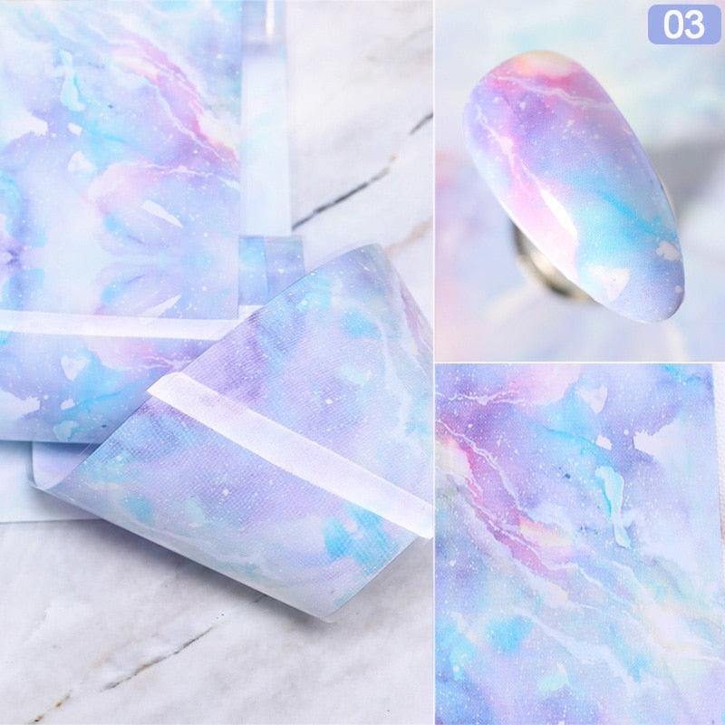 Nail Foils Marble Series Nail Art Transfer Sticker Paper Gold Line Foils Bright Marble Design Decoration Marble Nail Art Stickers Water Transfer Nail Decals Full Wraps Gradient Acrylic Nail Kits for Women Manicure Decoration Accessories