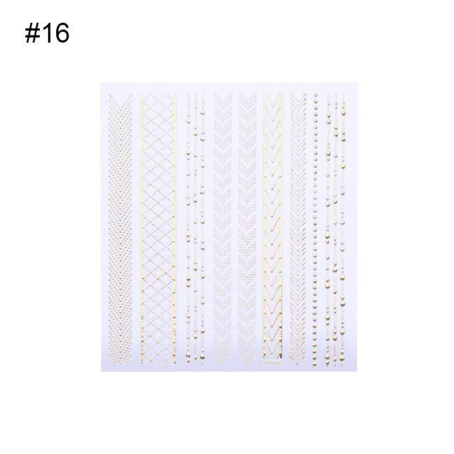 Nail Strip Stickers Black Gold Rose Gold Silver Metal Strip Tape Nail Art Adhesive Foil Tips Nail Sticker Decals Metallic Curve Strip Line Nail Decal Self-Adhesive 3D Wave Design Decoration for Women Girls Tape Nail Art Stickers Decal Decoration