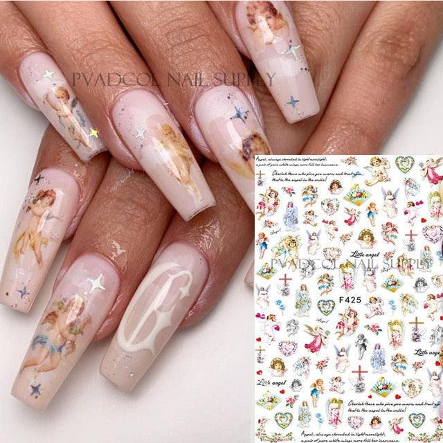 Nails Sticker Money Dollar Wealthy Rich Style Nail Art Stickers Decals Manicure Tip Decal Self Adhesive Acrylic Tips Tool Acrylic Engraved Nail Sticker Nail Art Decoration Self-Adhesive Nail Art Decoration French Black and White Lace Retro Flower