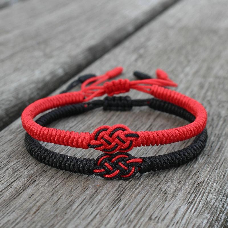 National Style Lucky Red String Bracelet Handmade Braided Knot Charm Bracelets For Women Men Red Bracelet Protection Red Cord Bracelet Adjustable Braided Knot Bracelet