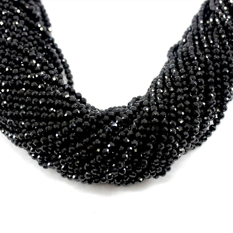 Natural Faceted Black Spinel 100% Shiny Bright Quality Loose Round Beads 2/3/4/6MM 15Inch For Jewelry Making Bracelet Necklace Faceted Black Crystal Round Beads for Jewelry Making