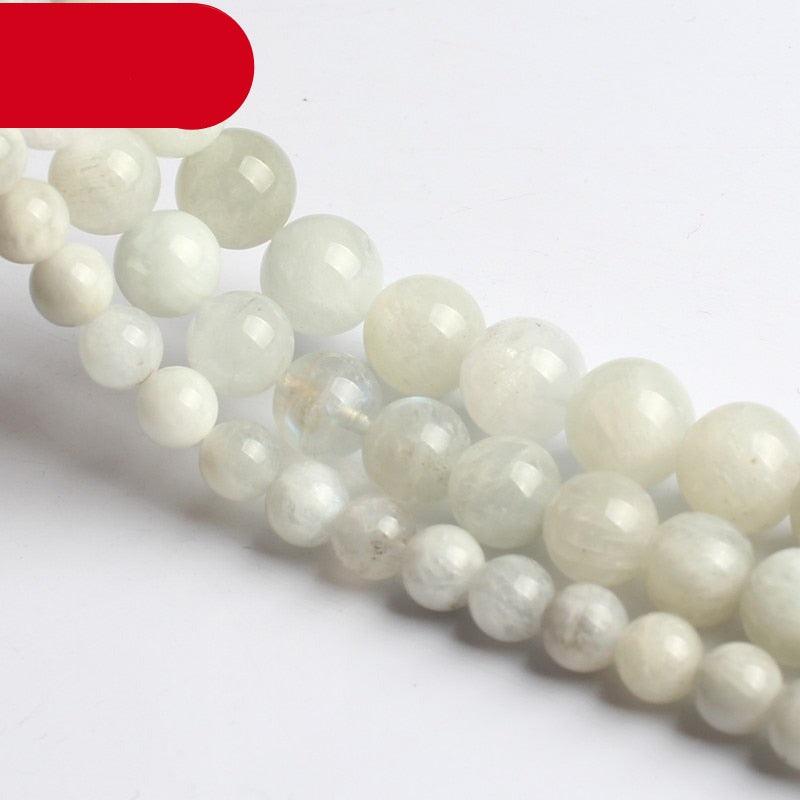 Natural Moon Stone Beads Smooth Round Loose Spacer Beads For Jewelry Making 15inches 6/8/10mm Beads Bracelets Necklace Round Stone Beads for Jewelry Making