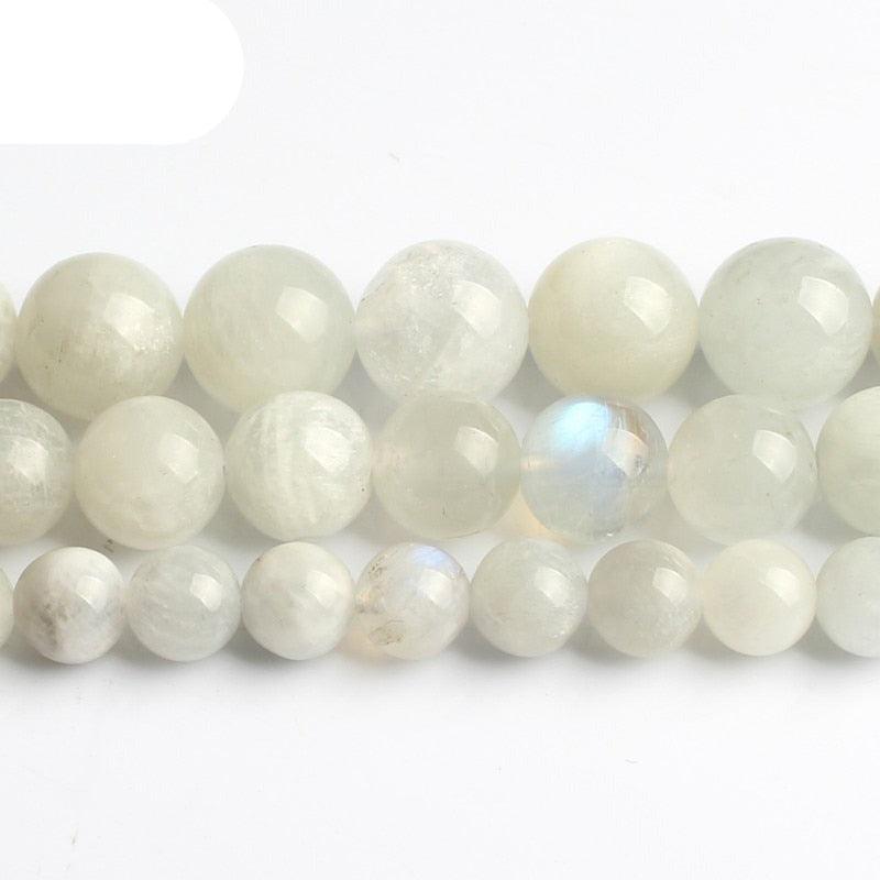 Natural Moon Stone Beads Smooth Round Loose Spacer Beads For Jewelry Making 15inches 6/8/10mm Beads Bracelets Necklace Round Stone Beads for Jewelry Making