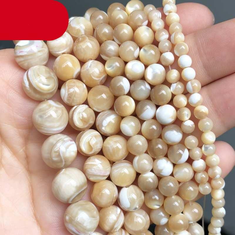 Natural Shell Stone Beads Round Loose Spacer Beads For Jewelry Making Bracelet Necklace Round Loose Waist Beads for Jewelry Making Handmade Bracelet Beads