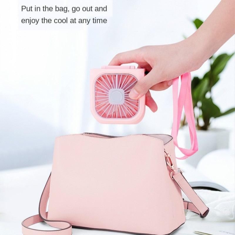 Neck Hanging Fan Ventilator Foldable USB Adjustable Rechargeable Cooling Mute Power Bank Handheld Portable Desk Fan Portable Fan Portable Mini Fan USB Rechargeable with Power Bank Handheld Fan Desk Adjustable Fan Air Cooler Home Office Outdoor Travel