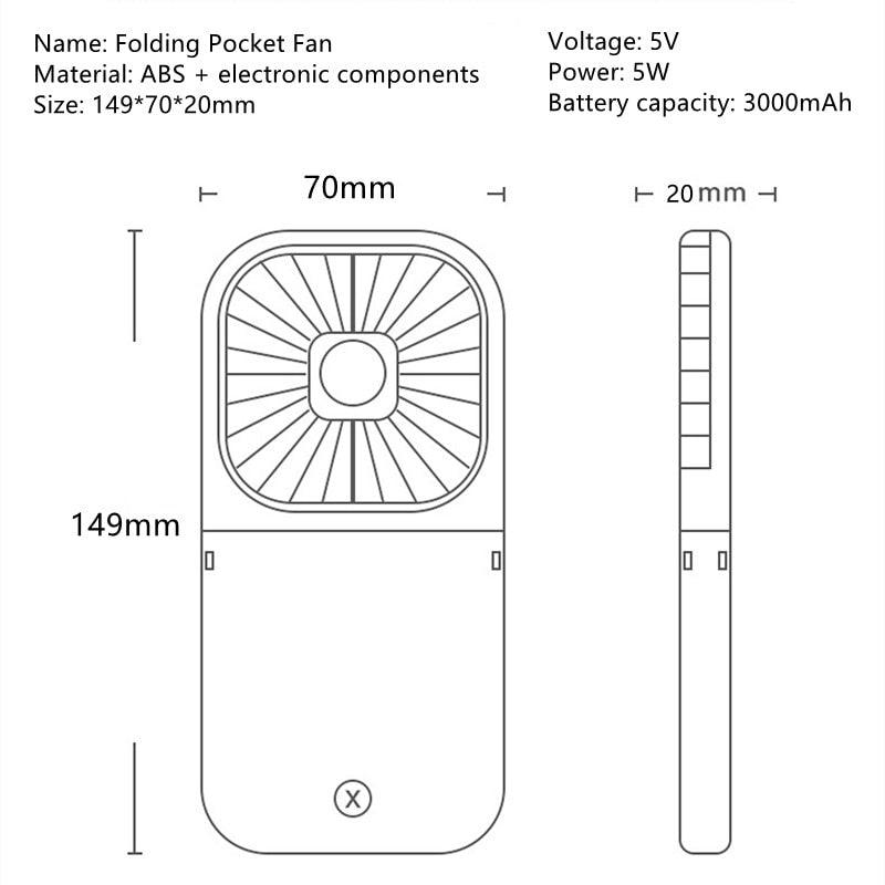 Neck Hanging Fan Ventilator Foldable USB Adjustable Rechargeable Cooling Mute Power Bank Handheld Portable Desk Fan Portable Fan Portable Mini Fan USB Rechargeable with Power Bank Handheld Fan Desk Adjustable Fan Air Cooler Home Office Outdoor Travel