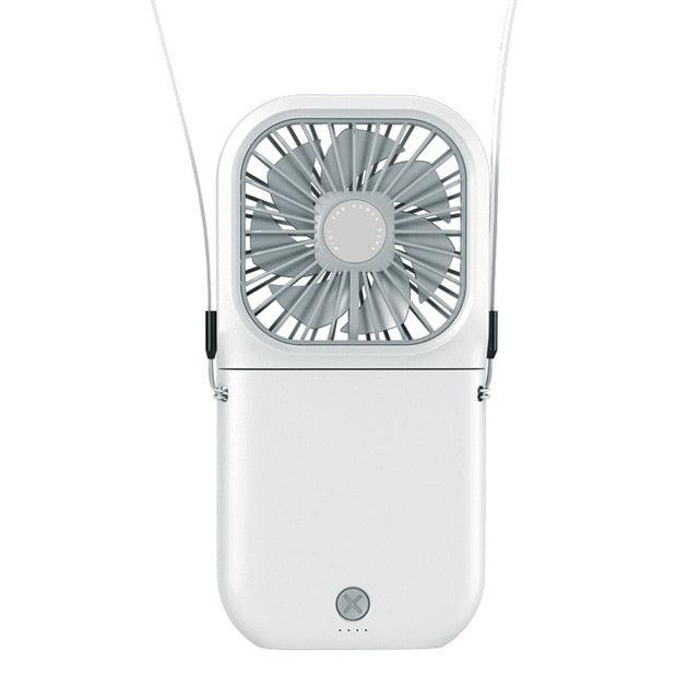 Neck Hanging Fan Ventilator Foldable USB Adjustable Rechargeable Cooling Mute Power Bank Handheld Portable Desk Fan Portable Fan Portable Mini Fan USB Rechargeable with Power Bank Handheld Fan Desk Adjustable Fan Air Cooler Home Office Outdoor Travel