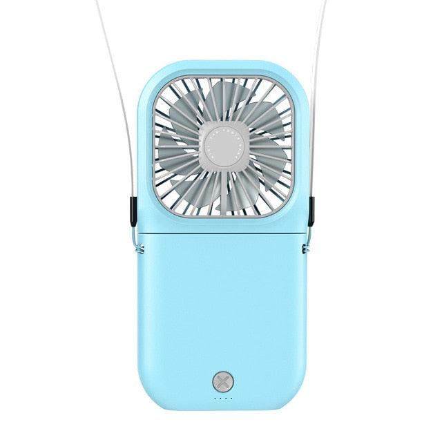 Neck Hanging Fan Ventilator Foldable USB Adjustable Rechargeable Cooling Mute Power Bank Handheld Portable Desk Fan Portable Fan Portable Mini Fan USB Rechargeable with Power Bank Handheld Fan Desk Adjustable Fan Air Cooler Home Office Outdoor Travel