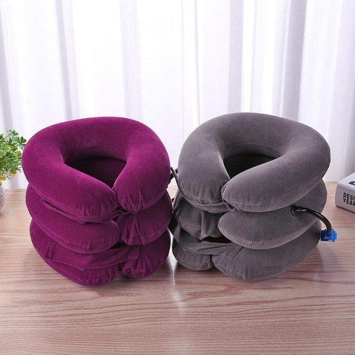 Neck Pillow Home Office Travel Pillow 3-layered Air Inflatable Vertebra Auxiliary Tools Neck Support Assistant Pillow Air Adjustable and Inflatable Neck Pillow Comfort Neck Travel Pillow Airplane Pillow Cervical Neck Pillow for Kids Adults