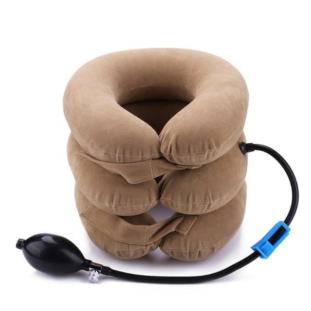 Neck Pillow Home Office Travel Pillow 3-layered Air Inflatable Vertebra Auxiliary Tools Neck Support Assistant Pillow Air Adjustable and Inflatable Neck Pillow Comfort Neck Travel Pillow Airplane Pillow Cervical Neck Pillow for Kids Adults