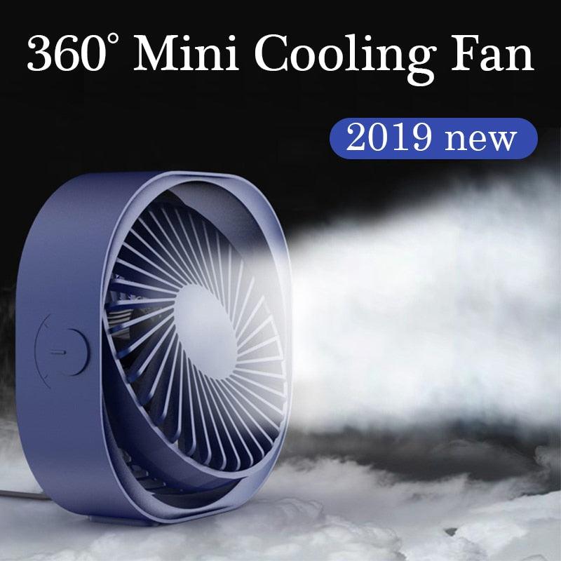 New 360° USB Fan Cooler Cooling Mini Fan Portable 3 Speed Super Mute Cooler for Office Cool Fans Car Home Notebook Laptop Portable Mini Fan for Bedroom Office Desktop