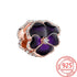 New 925 Sterling Silver Purple Bead Flower Dangle Charm Fit Bracelet And Necklace 925 Jewelry Gift Deep Purple Pansy Flower Charm 925 Sterling Silver Pendant Girl Jewelry Beads Gifts for Women