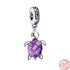 New 925 Sterling Silver Purple Bead Flower Dangle Charm Fit Bracelet And Necklace 925 Jewelry Gift Deep Purple Pansy Flower Charm 925 Sterling Silver Pendant Girl Jewelry Beads Gifts for Women