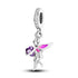 New 925 Sterling Silver Purple Bead Flower Dangle Charm Fit Bracelet And Necklace 925 Jewelry Gift Deep Purple Pansy Flower Charm 925 Sterling Silver Pendant Girl Jewelry Beads Gifts for Women