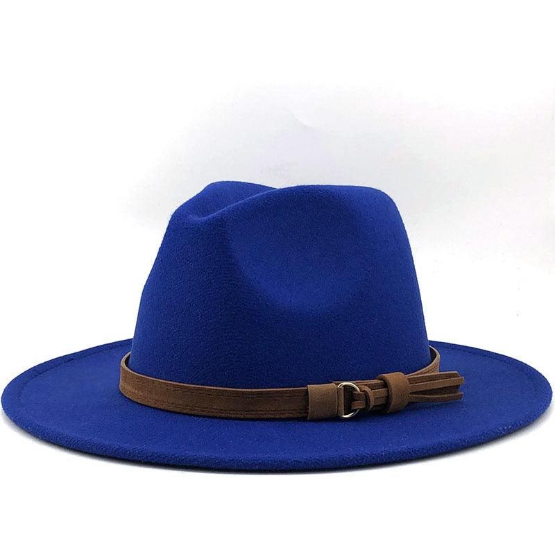 New Adjustable Unisex Wool Fedora Hat Luxury Wide Brim Fedora Floppy Hat Gentleman Elegant Winter Autumn Wide Comfortable Soft Hat Outdoor Wide Brim Hat With Strap