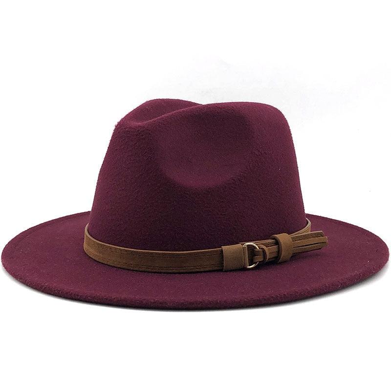 New Adjustable Unisex Wool Fedora Hat Luxury Wide Brim Fedora Floppy Hat Gentleman Elegant Winter Autumn Wide Comfortable Soft Hat Outdoor Wide Brim Hat With Strap