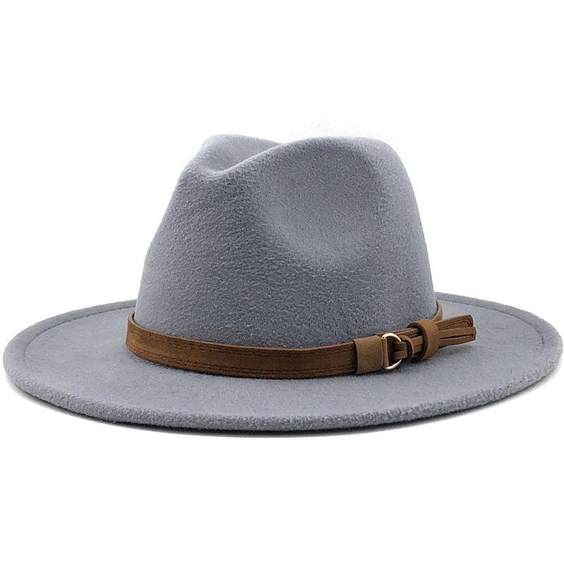 New Adjustable Unisex Wool Fedora Hat Luxury Wide Brim Fedora Floppy Hat Gentleman Elegant Winter Autumn Wide Comfortable Soft Hat Outdoor Wide Brim Hat With Strap