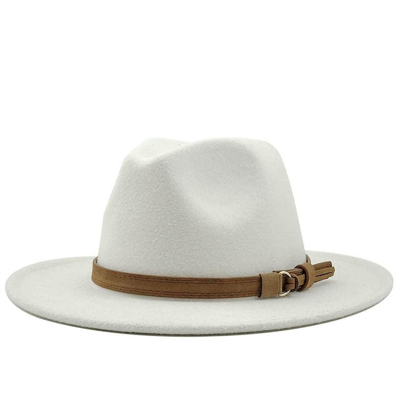 New Adjustable Unisex Wool Fedora Hat Luxury Wide Brim Fedora Floppy Hat Gentleman Elegant Winter Autumn Wide Comfortable Soft Hat Outdoor Wide Brim Hat With Strap