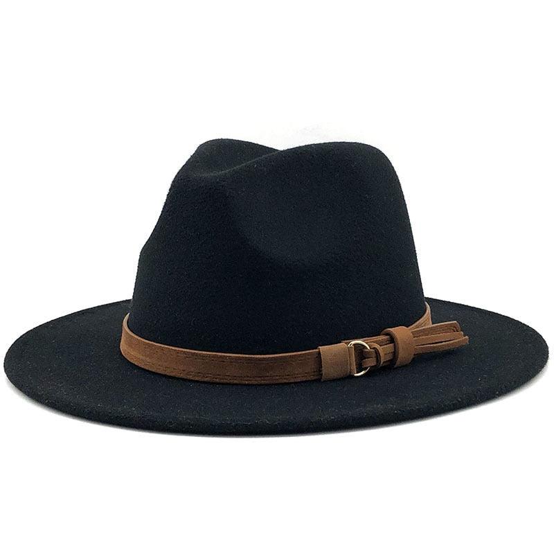 New Adjustable Unisex Wool Fedora Hat Luxury Wide Brim Fedora Floppy Hat Gentleman Elegant Winter Autumn Wide Comfortable Soft Hat Outdoor Wide Brim Hat With Strap