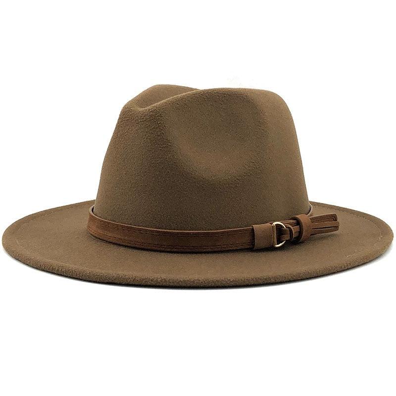 New Adjustable Unisex Wool Fedora Hat Luxury Wide Brim Fedora Floppy Hat Gentleman Elegant Winter Autumn Wide Comfortable Soft Hat Outdoor Wide Brim Hat With Strap