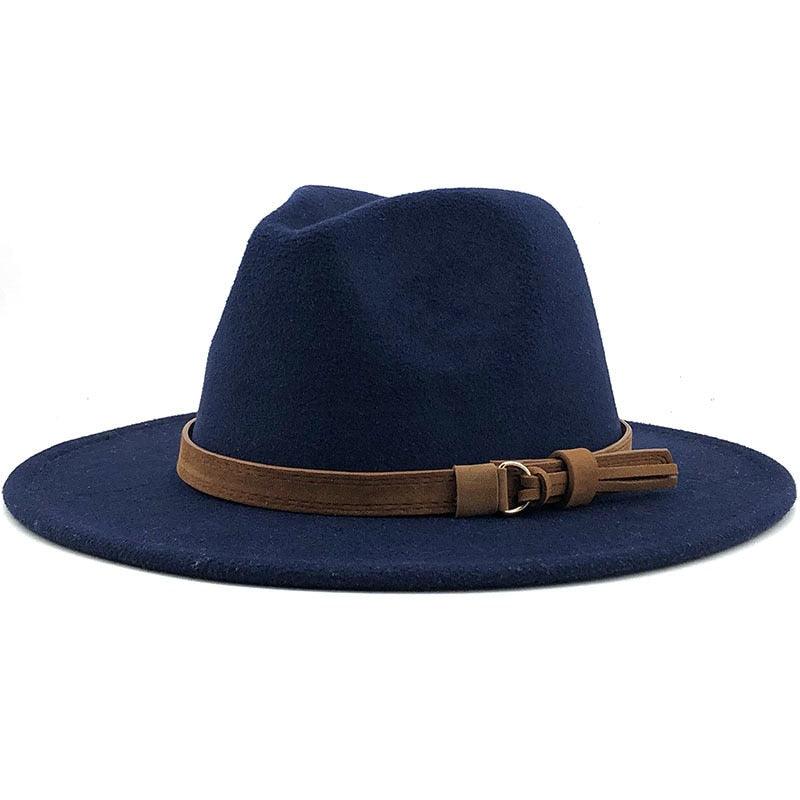 New Adjustable Unisex Wool Fedora Hat Luxury Wide Brim Fedora Floppy Hat Gentleman Elegant Winter Autumn Wide Comfortable Soft Hat Outdoor Wide Brim Hat With Strap