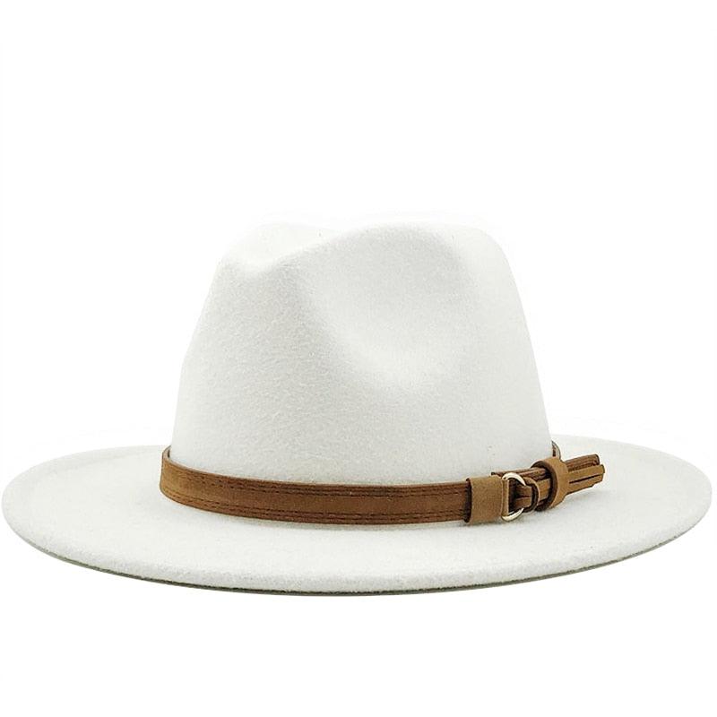 New Adjustable Unisex Wool Fedora Hat Luxury Wide Brim Fedora Floppy Hat Gentleman Elegant Winter Autumn Wide Comfortable Soft Hat Outdoor Wide Brim Hat With Strap