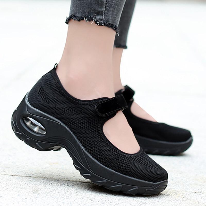 New Air Cushion Flat Shoes Women Mesh Sneakers Breathable Women Shoes Increase Casual Shoes Air Cushion Woman Mesh Sneakers Breathable Flats Womens Shoes