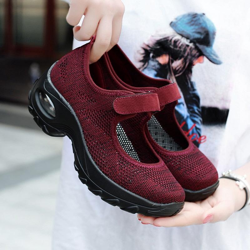 New Air Cushion Flat Shoes Women Mesh Sneakers Breathable Women Shoes Increase Casual Shoes Air Cushion Woman Mesh Sneakers Breathable Flats Womens Shoes