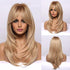 New Arrival Long Straight Wigs Ombre Black Blonde Ash Wig with Bangs Heat Resistant Synthetic Wigs for Women Stylish Wigs For Black Women Cosplay Wigs For Women