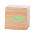 New Arrival Wooden LED Alarm Clocks Temperature Electronic Clock Digital Alarm Clock with Wooden Electronic LED Time Display 3 Dual Plus Alarm Cubic Small Mini Wood Made Electric Sounds Control Digital LED Display Desktop Calendar Table clock