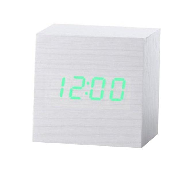 New Arrival Wooden LED Alarm Clocks Temperature Electronic Clock Digital Alarm Clock with Wooden Electronic LED Time Display 3 Dual Plus Alarm Cubic Small Mini Wood Made Electric Sounds Control Digital LED Display Desktop Calendar Table clock